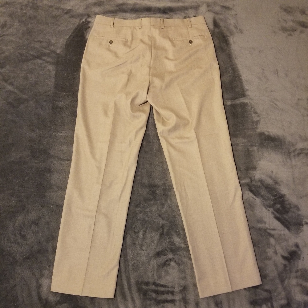 Tan Flat Front 36W x 32L Men's Four Pocket Dress Trousers - Picture 4 of 7